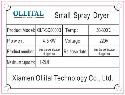 2L εξοπλισμός 220V-450V στεγνωτήρων εργαστηριακού ψεκασμού εξουσιοδότηση 1 έτους